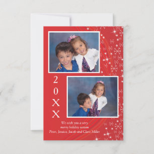 Holiday Season Red & White Stars-3x5Christmas Card