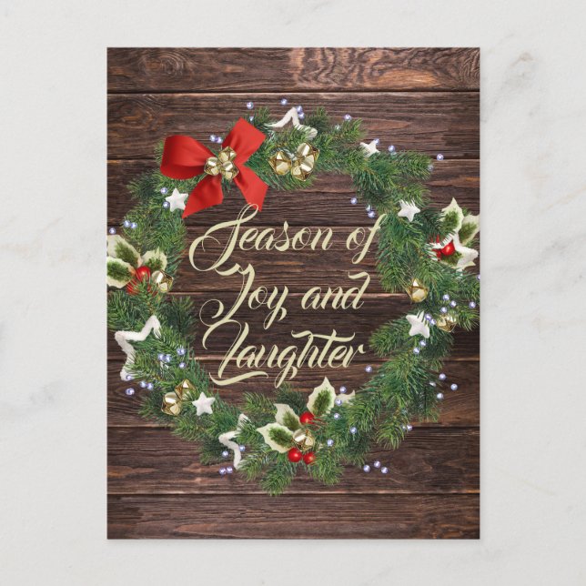 Holiday Season Wreath Greeting Postcard (Front)