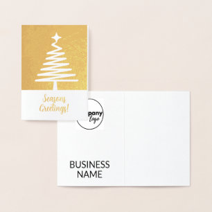 HOLIDAY SEASONAL GREETINGS XMAS TREE BUSINESS LOGO FOIL CARD