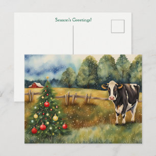 Holiday Seasons Greetings Country Barn  Postcard