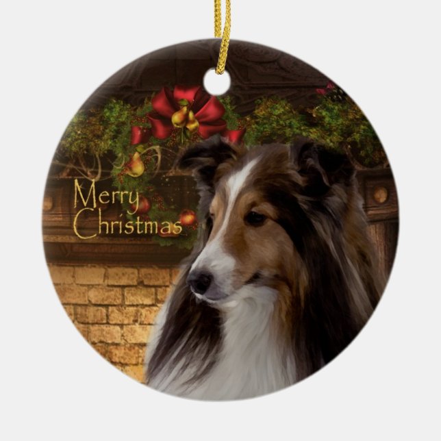 Holiday Sheltie Ornament (Front)