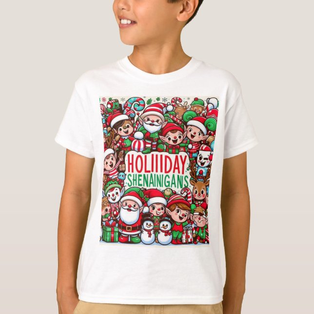 Holiday Shenanigans – Cute Animated Christmas Char T-Shirt (Front)