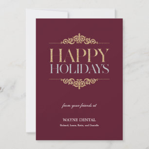 Holiday Shimmer Business Holiday Cards - Maroon