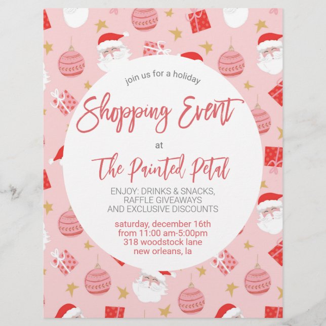 Holiday Shopping Event Flyer Custom Letterhead (Front)