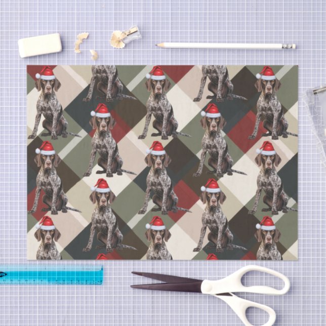 Holiday Shorthair Pointer Dog Red Plaid Christmas Tissue Paper (Craft)