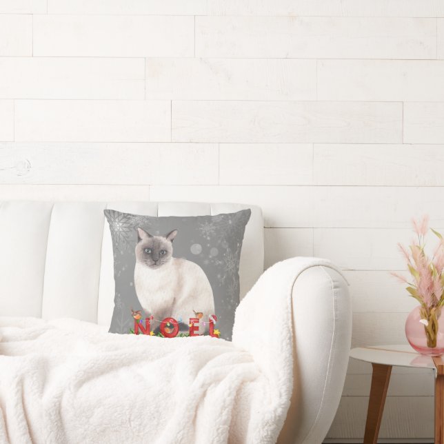 Holiday Siamese Cat Watercolor  Cushion (Couch)