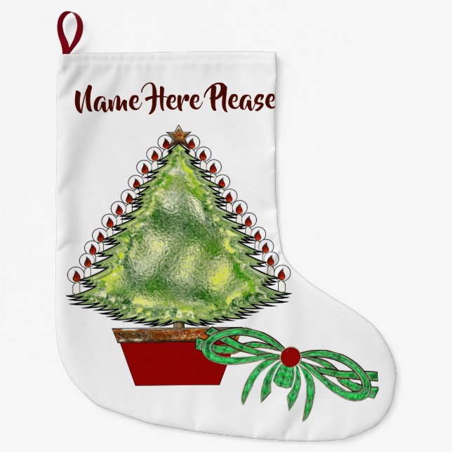 Holiday Silver Bells Large Christmas Stocking (Front)