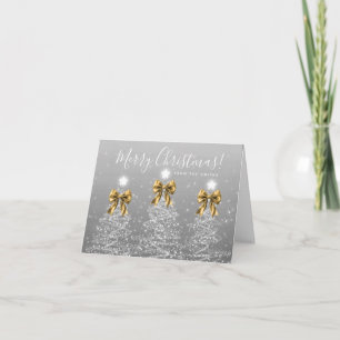 Holiday Silver Christmas Trees Greeting Gold Card