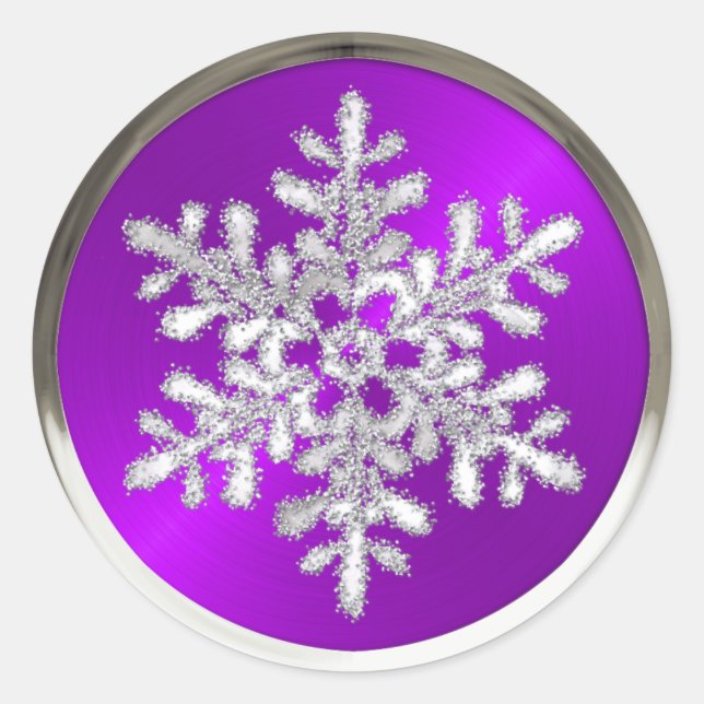Holiday Silver Crystal Snowflake on Purple Seal (Front)