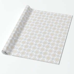Holiday silver grey Moroccan circle pattern Wrapping Paper