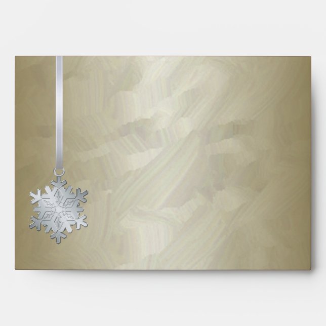 Holiday Silver Snowflake Gold Foil 5x7 Envelope (Front)