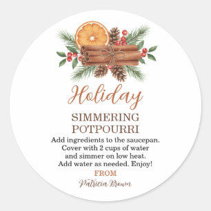 Holiday Simmering Potpourri Personalized Classic Round Sticker