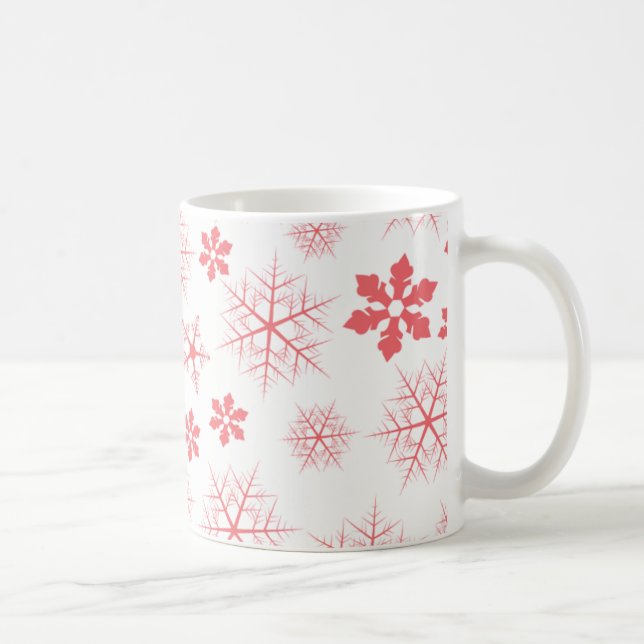 Holiday Simple Red Snowflake Pattern Stylish Coffee Mug (Right)