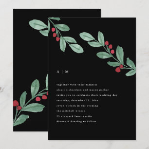 Holiday Simplicity Christmas Greenery Wedding Invitation