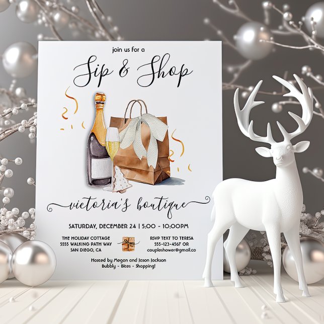 Holiday Sip and Shop boutique store event Invitation (Creator Uploaded)