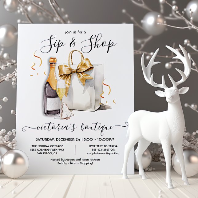 Holiday Sip and Shop boutique store event Invitation (Creator Uploaded)