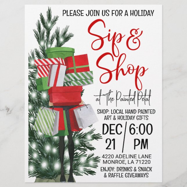 Holiday Sip and Shop Flyer Custom Letterhead (Front)