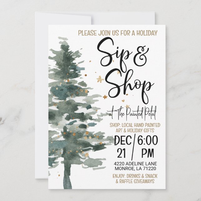 Holiday Sip and Shop Invitation (Front)