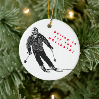 Holiday Skier - Downhill Skiing Ceramic Tree Decoration