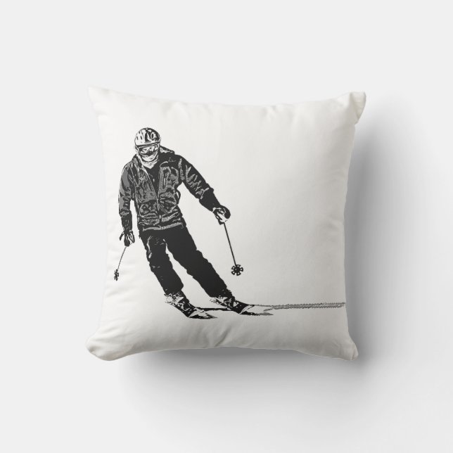 Holiday Skier - Downhill Skiing Cushion (Front)