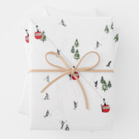 Holiday Skiing Red Ski Lift Illustration