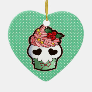 Holiday Skull Cupcake Ceramic Tree Decoration