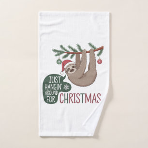 Holiday Sloth - Just Hangin’ Around for Christmas Hand Towel