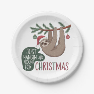 Holiday Sloth - Just Hangin’ Around for Christmas Paper Plate