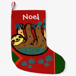 Holiday Sloth  - Personalise Small Christmas Stocking