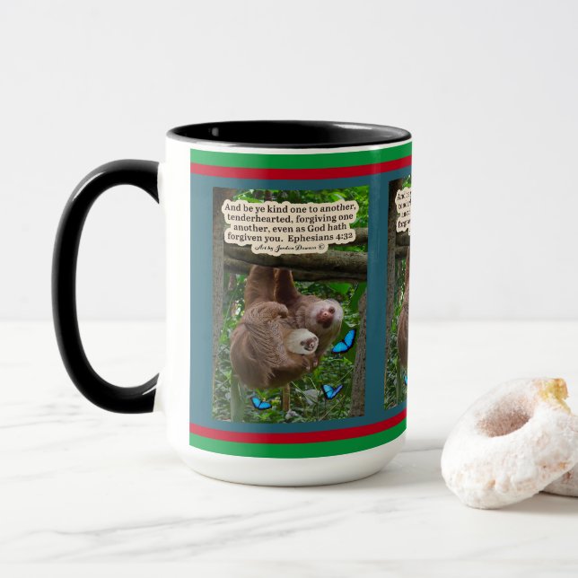 Holiday Sloth Scripture: Ephesians 4:32 Mug (With Donut)