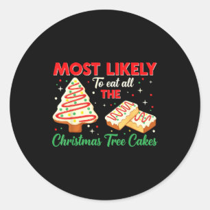 Holiday Snack, Most Likely To Eat All Christmas Tr Classic Round Sticker
