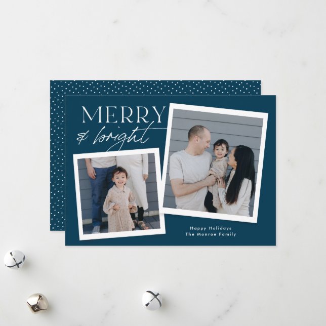 Holiday Snapshot Photo Card - navy (Front/Back In Situ)