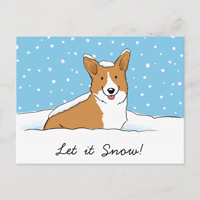 Holiday Snow Corgi with Customisable Text (Front)