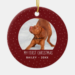 Holiday Snow My First Christmas Pet Red Ceramic Tree Decoration