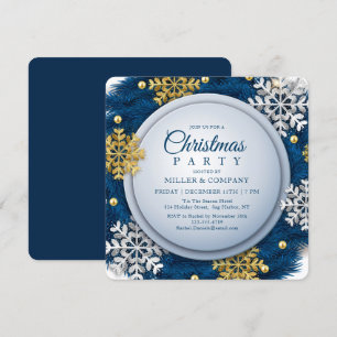Holiday Snowflake Chic Corporate Christmas Party Invitation