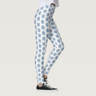 Holiday Snowflake Plaid Pattern Blue Leggings