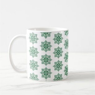 Holiday Snowflake Plaid Pattern Green Coffee Mug