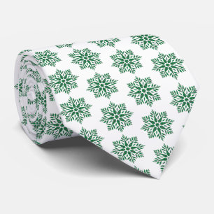 Holiday Snowflake Plaid Pattern Green Neck Tie