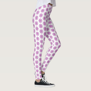 Holiday Snowflake Plaid Pattern Pink Leggings