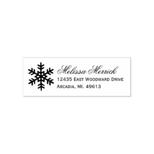 Holiday Snowflake Return Address Rubber Stamp