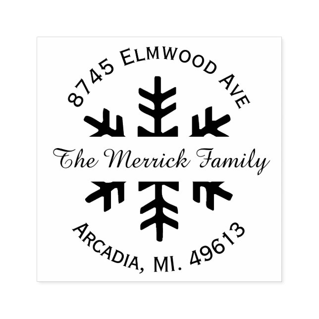 Holiday Snowflake Return Address Rubber Stamp (Imprint)