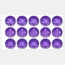 Holiday Snowflakes and Purple Fleur-de-lis Labels