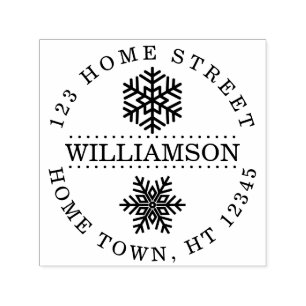 Holiday Snowflakes Circular Return Address Self-inking Stamp