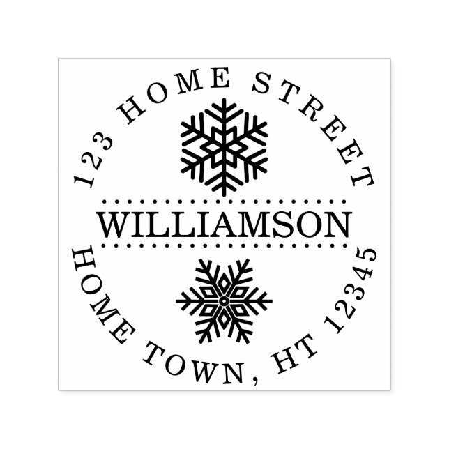 Holiday Snowflakes Circular Return Address Self-inking Stamp (Design)