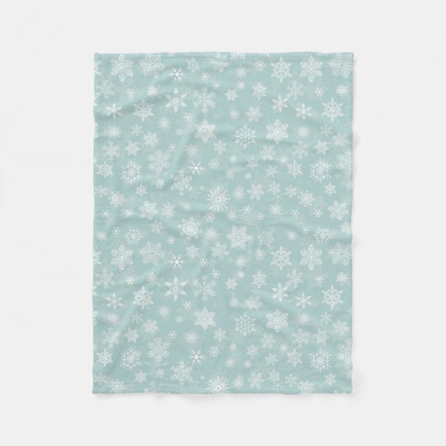 Holiday Snowflakes Merry Christmas Fleece Blanket (Front)