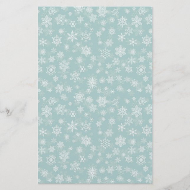 Holiday Snowflakes Merry Christmas Stationery (Front)