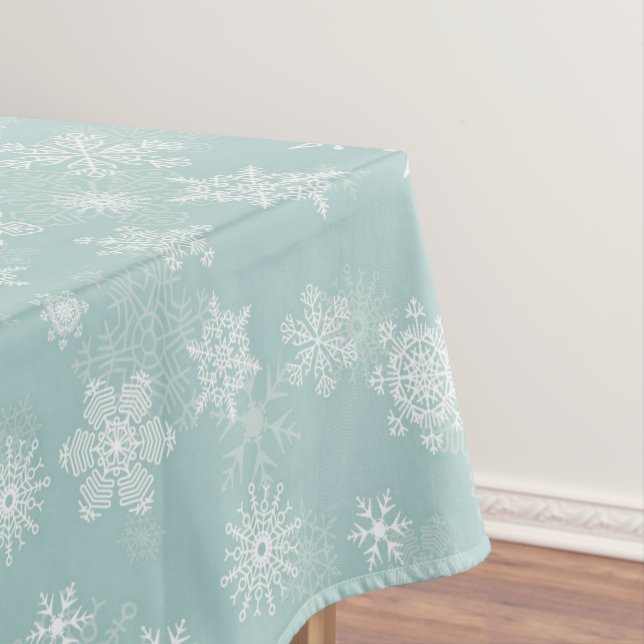 Holiday Snowflakes Merry Christmas Tablecloth (In Situ)