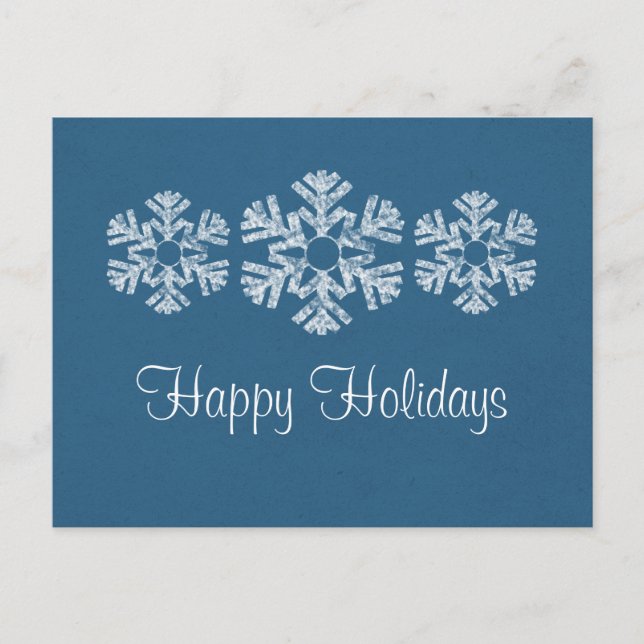 Holiday Snowflakes Postcard, Blue Postcard (Front)