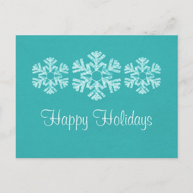 Holiday Snowflakes Postcard, Teal (Front)