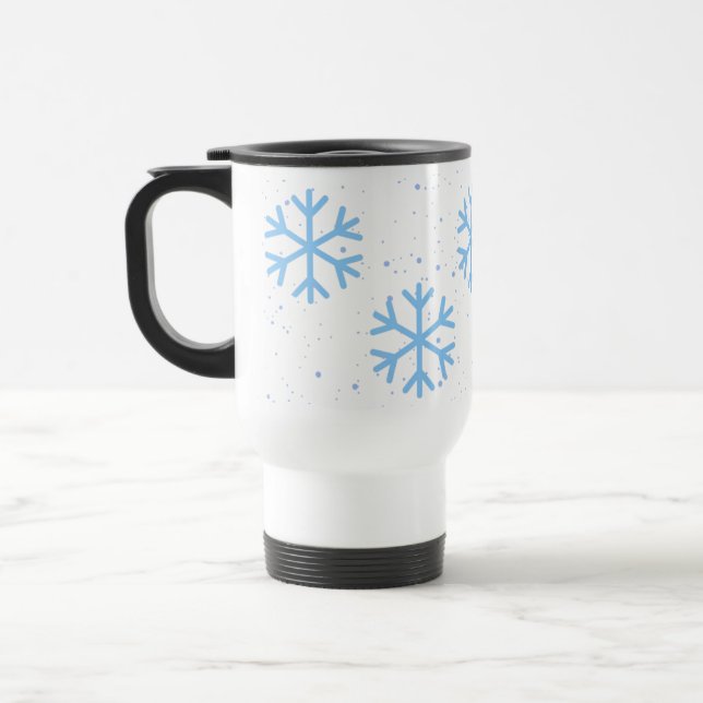 Holiday Snowflakes Travel Mug (Left)